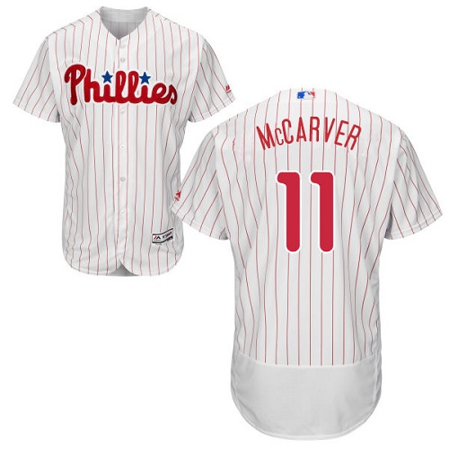Phillies #11 Tim McCarver White(Red Strip) Flexbase Authentic Collection Stitched MLB Jersey